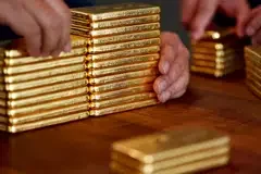 Gold bars at Le Freeport, a high-security vault in Singapore.