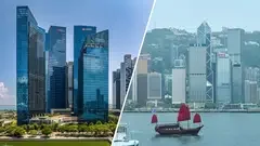 New measures to boost Singapore’s (left) attractiveness as an asset-management hub come amid competition from other financial centres such as Hong Kong.
